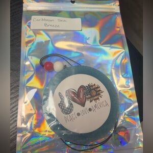 Peace Love America Car Air Freshener - Blue